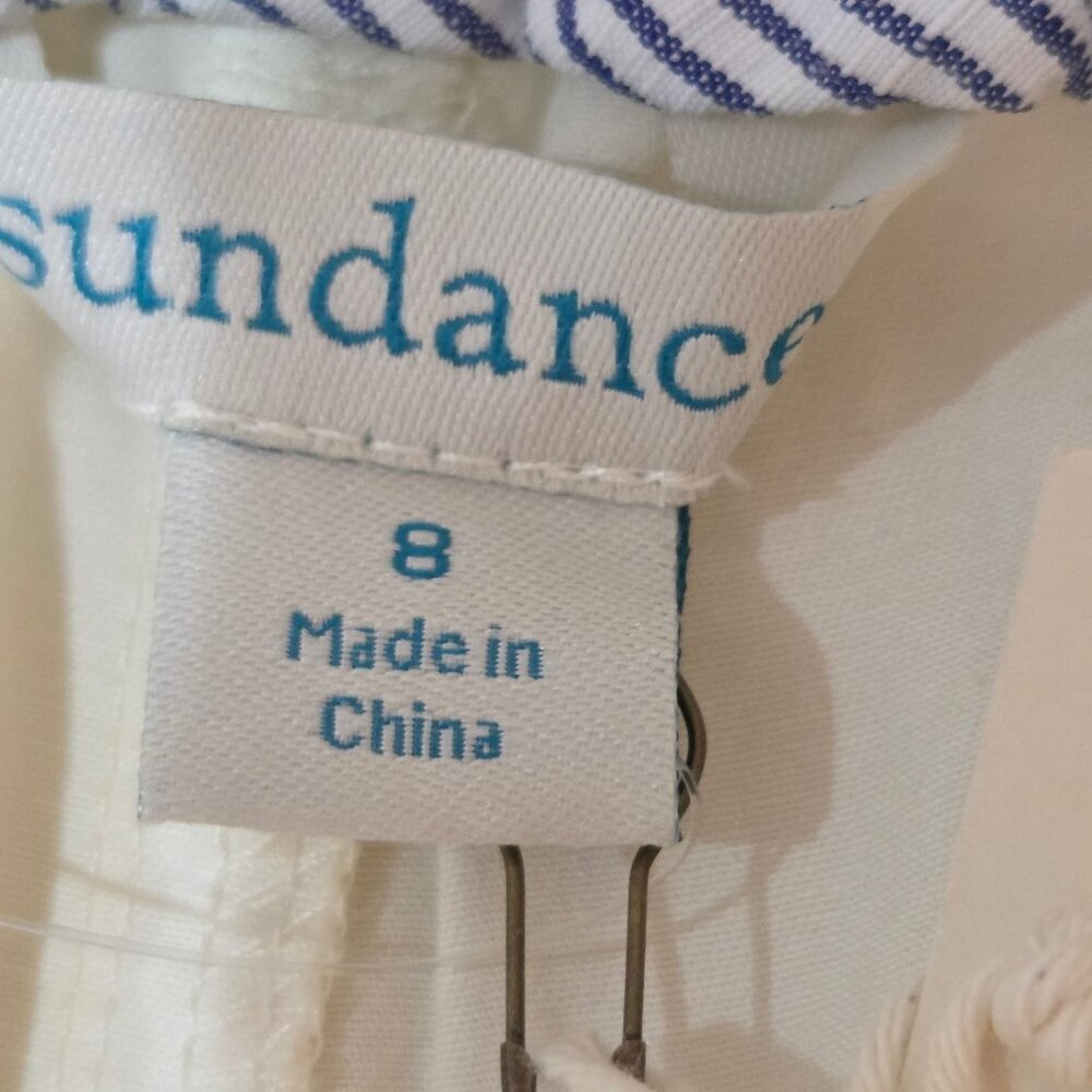 NWT! Sundance Starling Floral Embroidered Cargo Pants sz 8 Ivory Blue Flower - Picture 11 of 14